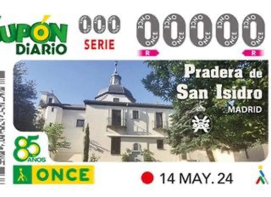 CUPÓN 15 DE MAYO CON LA IMAGEN DE LA PRADERA DE SAN ISIDRO