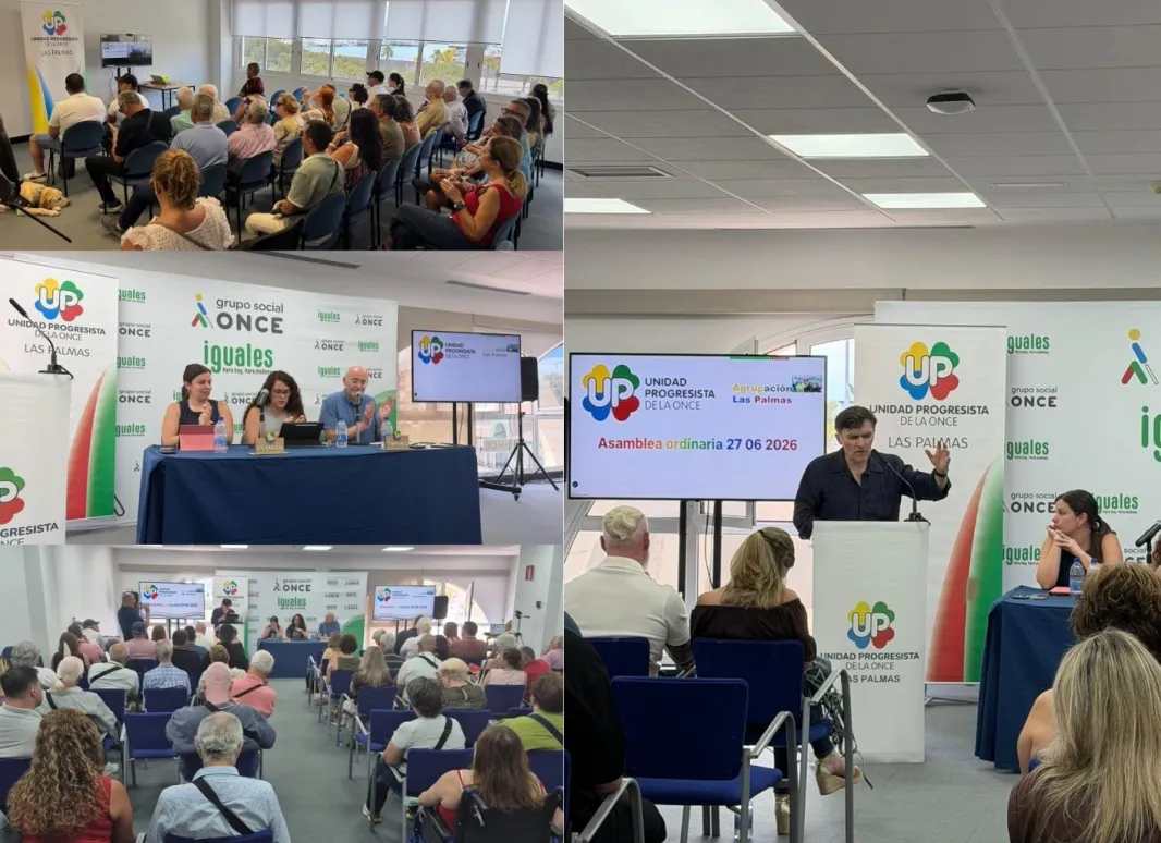 Collage de diferentes fotos de la última asamblea de UP Las Palmas. 