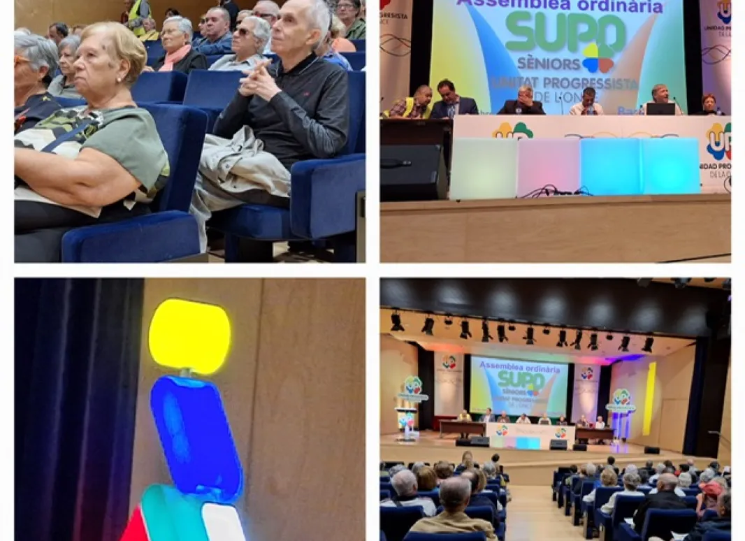 Fotos del auditorio y escenario durante la asamblea de SUPO Barcelona