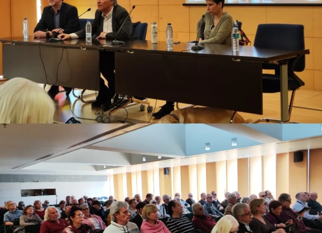 2 fotos de la sala durante la reunión