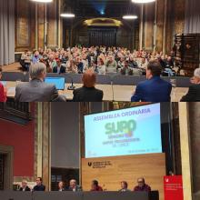 imágenes del público y la mesa durante la asamblea