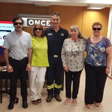 PRESIDENTA Y SECRETARIAS CSA SUPO GIRONA EN LA AGENCIA DE BLANESDE LA ONCE EN BLANES
